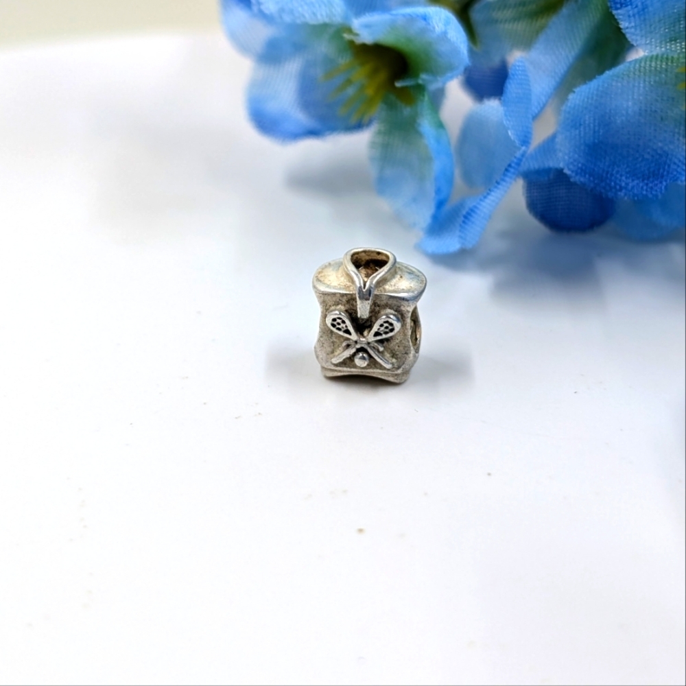 Chamilia 925 Sterling Silver Signed Vintage Lacrosse Bracelet Charm / Pendant